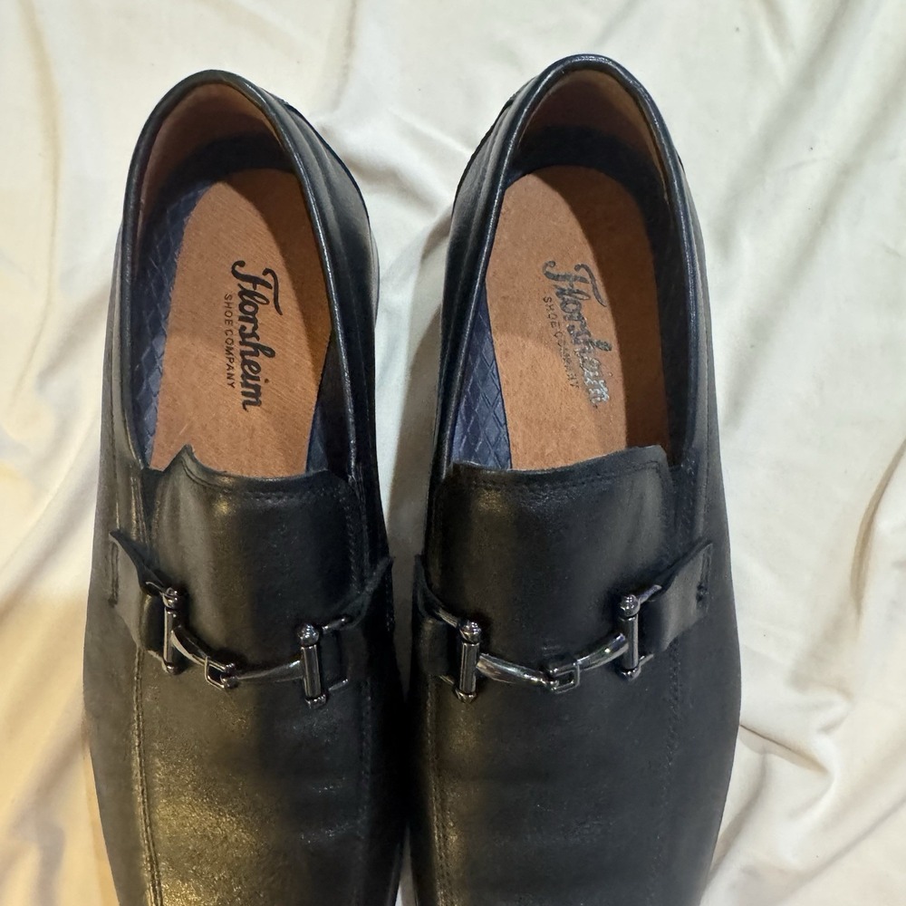 Florsheim Zaffiro Black Leather Mens Moc Toe Bit Loafers Size 8.5 W View 4
